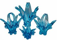 full group of three turquoise Chalet art glass baskets