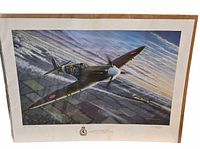 Full view of the signed artist proof print showing Spitfire scene