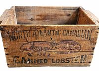 Side showing North Atlantic Canadian Canned Lobster text and lobster graphic