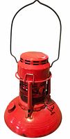 Full view of red Dietz No.40 Traffic Gard lantern showing handle and body