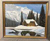 Front view of framed painting showing full artwork and frame