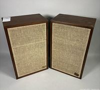 Front view of both AR-6 speakers with cloth grills attached