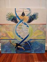 Front view of the entire painting showing imagery and square format