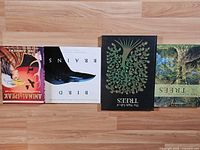 All four books laid out front covers visible
