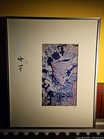 Full view of framed photographic print with mat and frame