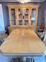 Top view of dining table with leaf inserted