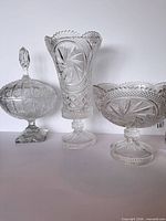 Three-piece cut glass set group view