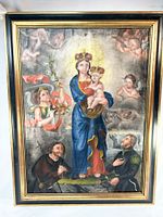 Frontal view of entire framed painting showing composition and frame