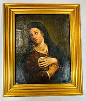 Framed oil painting of Virgin Mary full view
