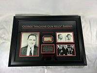 Entire framed display showing autograph, photos, plaque