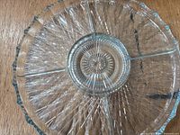 Top view showing overall shape, section dividers, center well and pattern