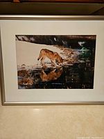 Front view showing framed photograph, mat, frame color and overall condition