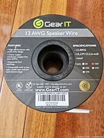 Front of spool showing brand, gauge, product information
