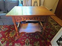 Full view of end table top and legs