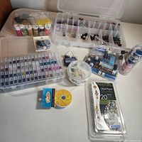 Overview of all bead storage containers, packs and cord