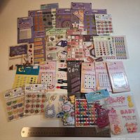 All sticker packs laid out showing variety and quantity