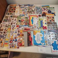 All sticker packs spread on table