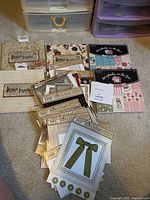 All kits and pads arranged on carpet