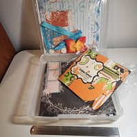 Paper packs and embellishments in plastic tray