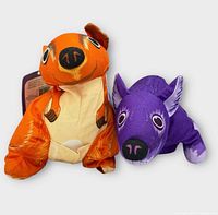 Front view of both plush toys showing animal form