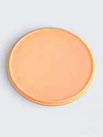 Top view of light orange lid showing circular design