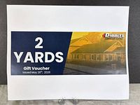 Front view of voucher showing 2 Yards Gift Voucher details