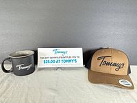 Hat, mug and gift certificate grouped