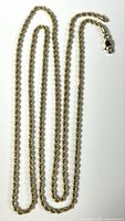 Full view of entire rope chain laid out to show length and design