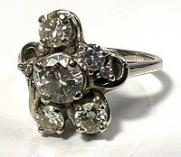 Front view of 14k diamond cluster ring