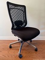 three-quarter front view showing full chair