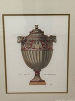Full view of framed Italian urn print