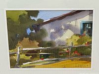 Close view of watercolour image and artist signature