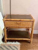 Front view of nightstand showing overall design and materials