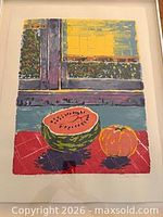 Full view of framed Jan Serb monotype print