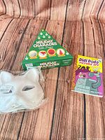 All three items: Holiday Charades game, Didi Dodo book, sealed cat mask kit with paints