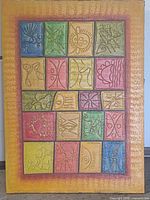 Front view of multicoloured geometric painting