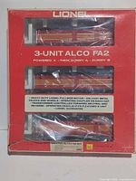 Front of Lionel box showing two of the Alco FA2 units through window