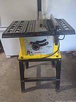 Front view of table saw on stand