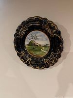 Front view of ornate plate showing full design