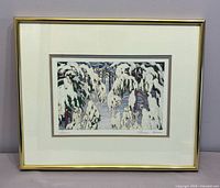 Full view of framed signed print with mat and frame