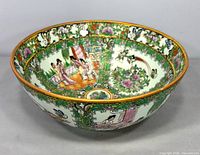 Top angled view showing interior pattern and gilt rim