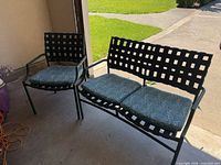 Loveseat and side chair showing overall design and condition