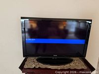 Front view of Toshiba TV showing no signal screen