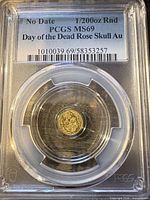 Front of PCGS slab showing label and encapsulated gold coin