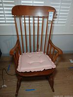 Front view of rocking chair with cushion attached