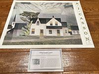 Full view of lithograph print with provenance sheet below