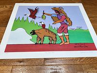 Full view of unframed lithograph showing entire artwork and borders