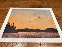 Full view of Tom Thomson "Round Lake" lithograph art print on mat
