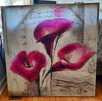 Front view of square floral canvas print