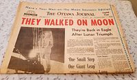Front page showing headline and date